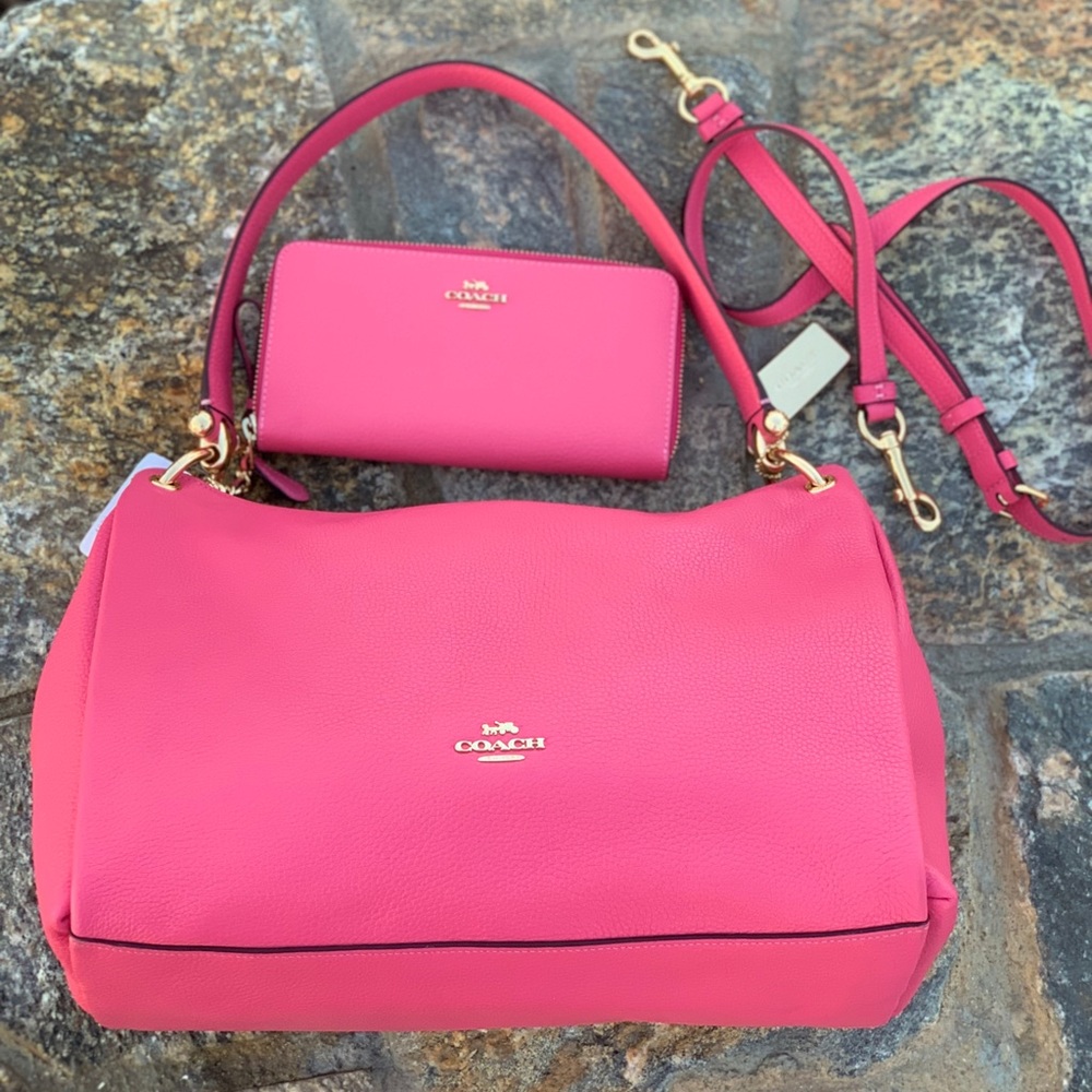 Coach Mia Leather Shoulder Bag / Crossbody Set - Picture 2 of 8
